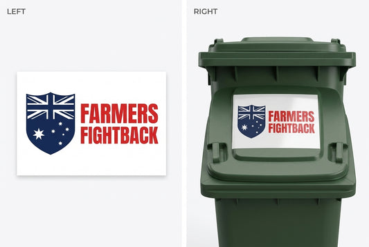 Farmers Fightback bin sticker