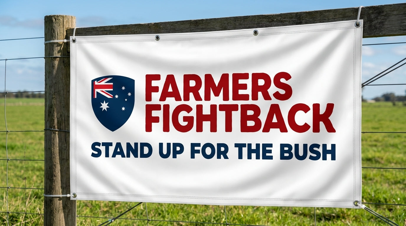 Farmers Fightback fence banner