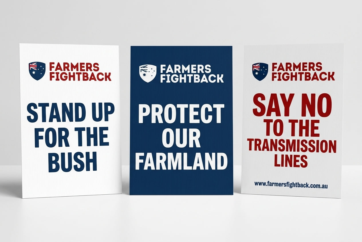 Farmers Fightback corflute signs