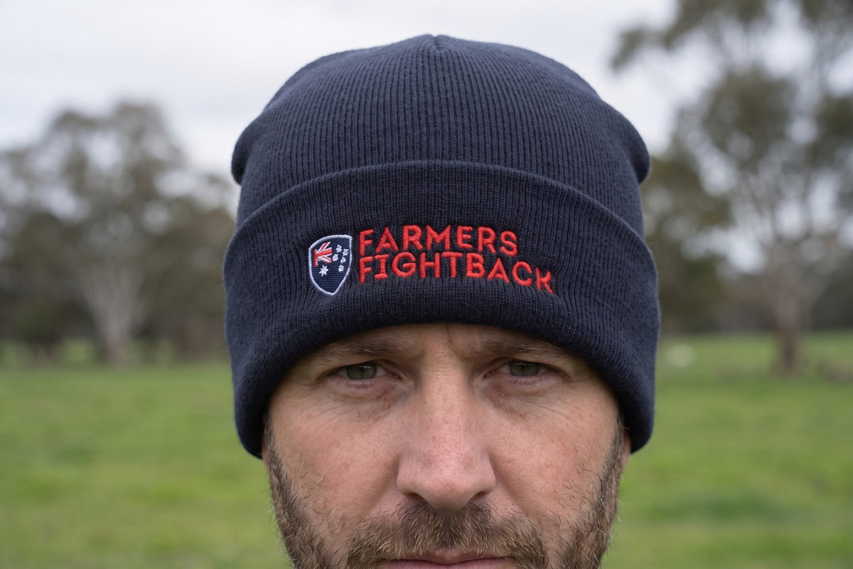 Navy beanie worn