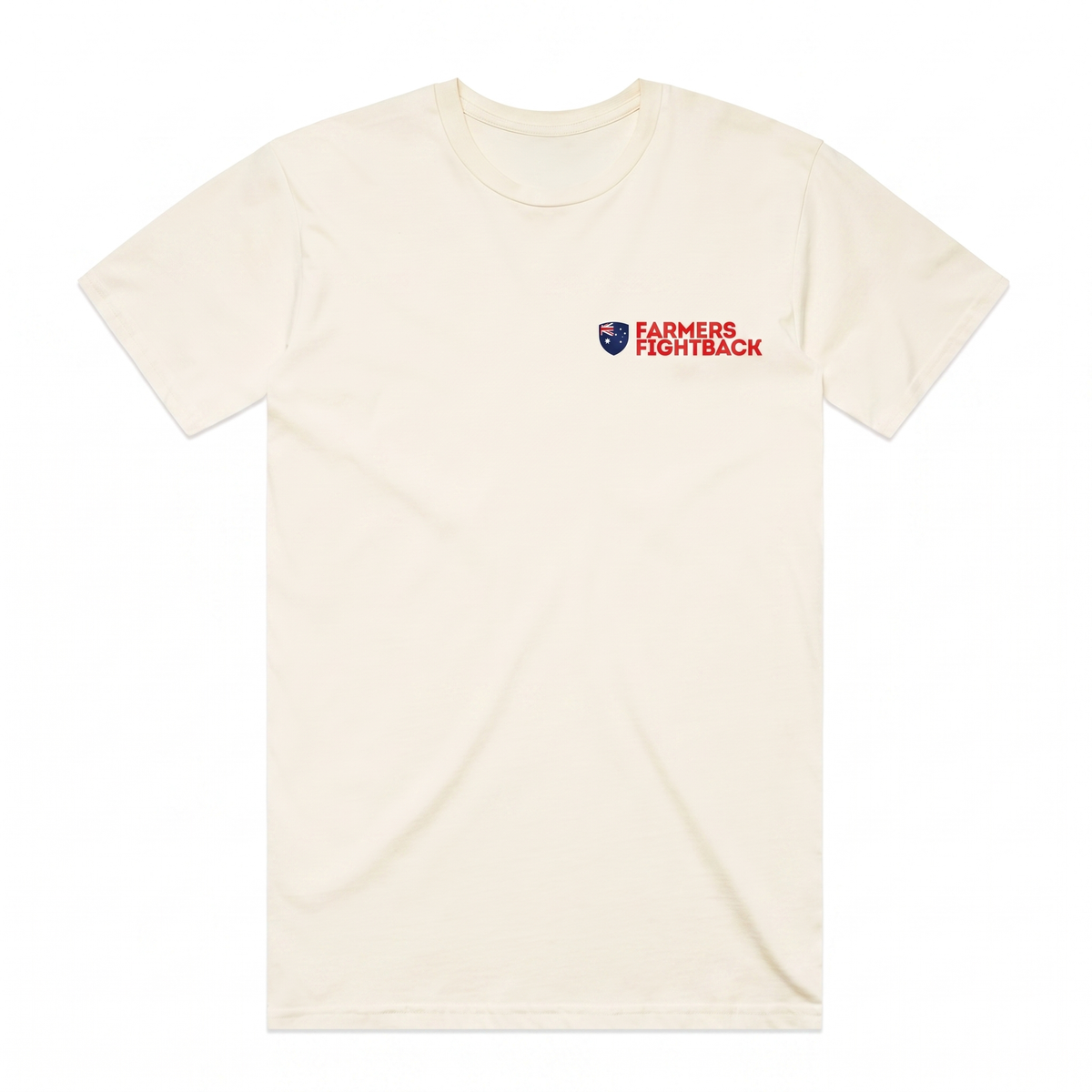 Farmers Fightback cream t-shirt, mens fit, flat product view