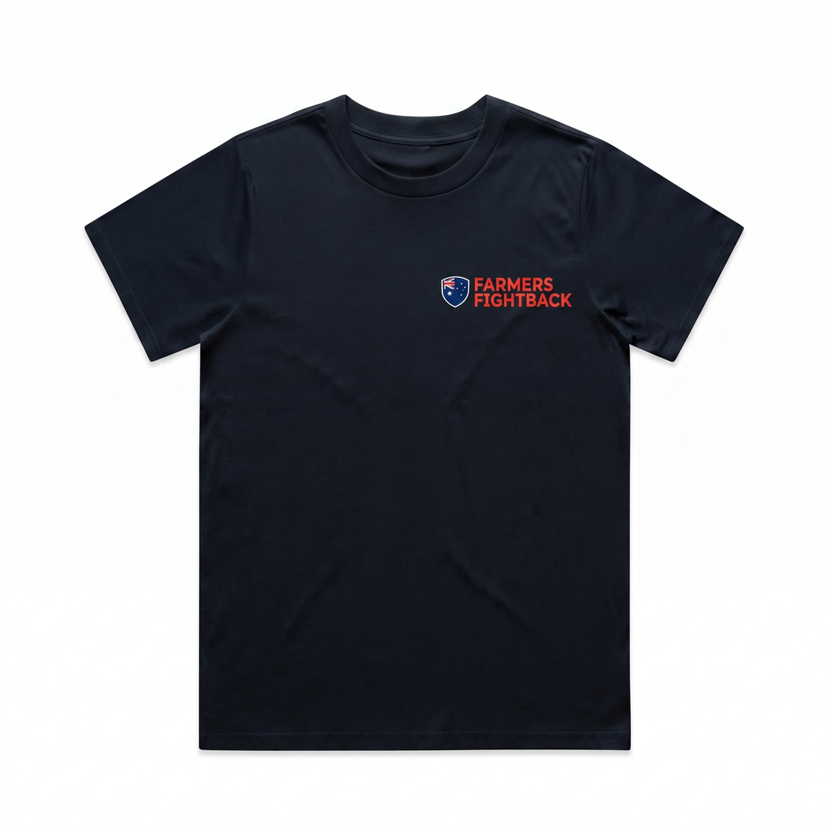 Farmers Fightback navy t-shirt, womens fit, flat product view
